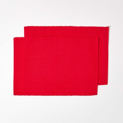 Homescapes Cotton Plain Red Pack Of 2 Placemats from B&Q