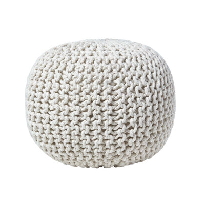 B&Q -  Natural Round Cotton Knitted Pouffe Footstool