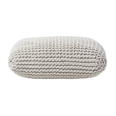 Homescapes Natural Square Cotton Knitted Pouffe Floor Cushion
