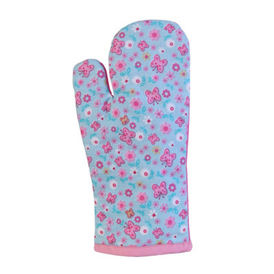 Homescapes Butterflies Cotton Oven Glove Pink