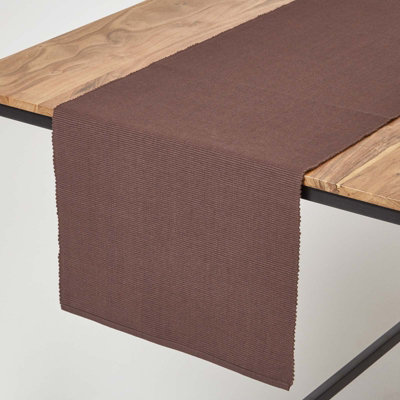 Homescapes Cotton Plain Chocolate Table Runner from B&Q
