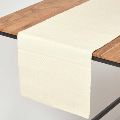 Homescapes Cotton Plain Cream Table Runner from B&Q