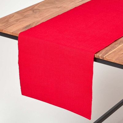 Homescapes Cotton Plain Red Table Runner from B&Q