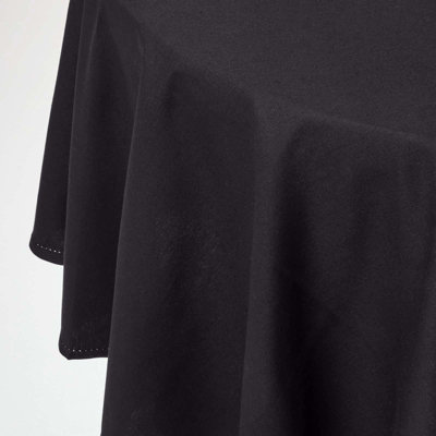 Homescapes Black Cotton Round Tablecloth 178 Cm from B&Q