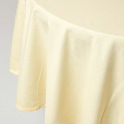 Homescapes Cream Cotton Round Tablecloth 178 Cm