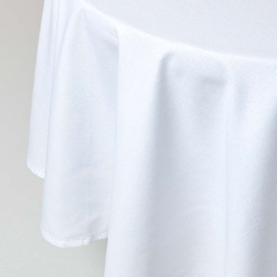 Homescapes Cotton Round Tablecloth 178 Cm White
