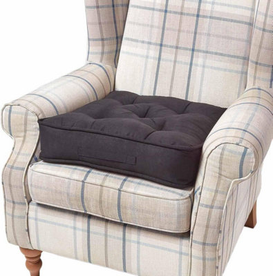 Homescapes Black Faux Suede Armchair Booster Cushion