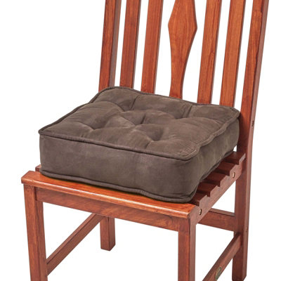 Homescapes Chocolate Faux Suede Dining Chair Booster Cushion Brown