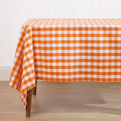 Homescapes Orange Block Check Cotton Gingham Tablecloth 137 X 228 Cm from B&Q