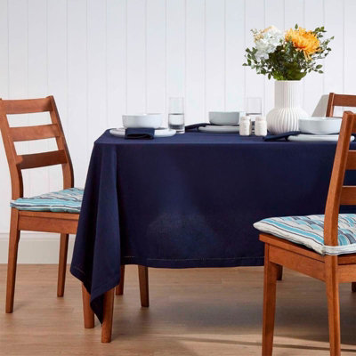 Homescapes Blue Navy Tablecloth 137 X 178 Cm