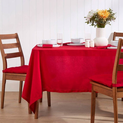 Homescapes Cotton Square Tablecloth 137 X 137 Cm Red