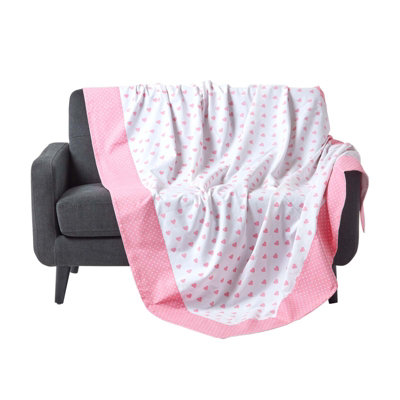 Homescapes Cotton Pink Heart Decorative Sofa Throw from B&Q