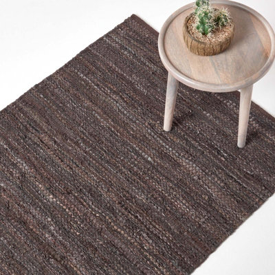 B&Q -  Denver Leather Woven Rug Brown90 X 150 Cm