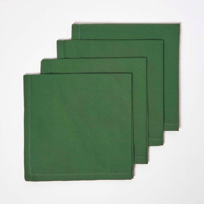 Homescapes Christmas Cotton Fabric 4 Napkins Set Dark/Green