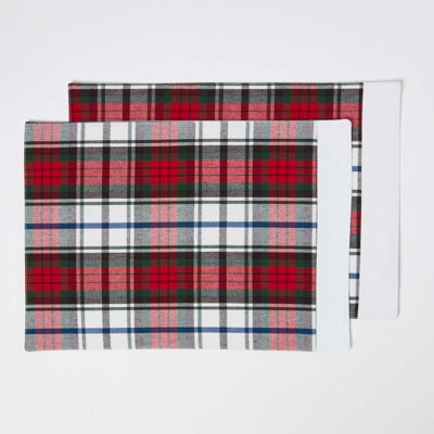 Homescapes Cotton Christmas Macduff Tartan Pack Of 2 Placemats