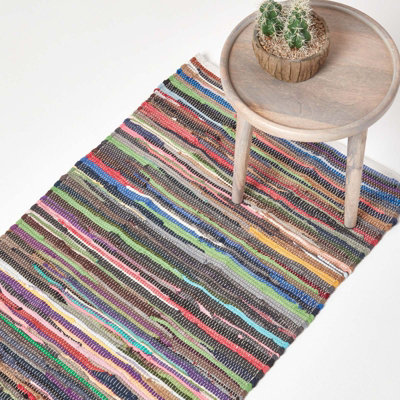 Homescapes Recycled Cotton Chindi Rug Runner66X200 Cm Handwoven Multicoloured Rag Rug For Living RoomBedroomKitchen from B&Q