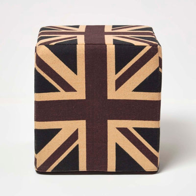 B&Q -  Cotton Cube Pouffe Vintage Union Jack36 X 36 X 38 Cm