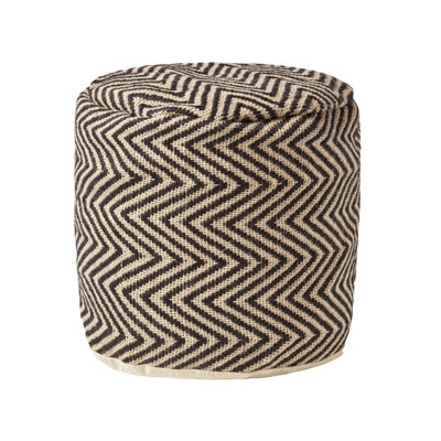 B&Q -  Black And Cream Chevron Pattern Circular Pouffe
