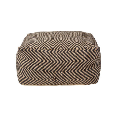 Homescapes And Chevron Pattern Large Square Pouffe Black/Cream