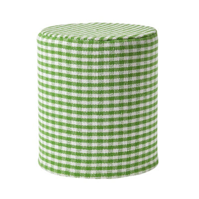 B&Q -  Green Gingham Check Round Pouffe Cotton 40 X 42 Cm