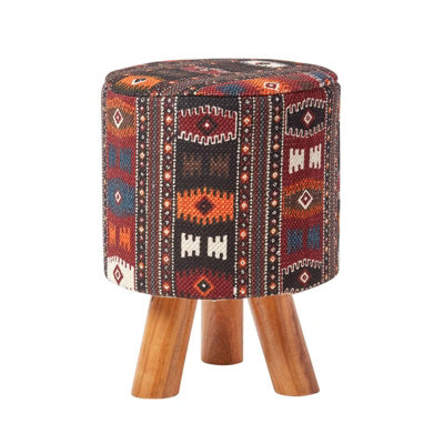 Homescapes Tall Kilim Footstool With Wooden Legs from B&Q