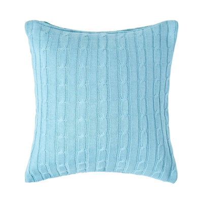 Homescapes Cotton Cable Knit Pastel Cushion Cover, 45 X 45 Cm Blue