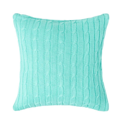Homescapes Cotton Cable Knit Pastel Cushion Cover, 45 X 45 Cm Green