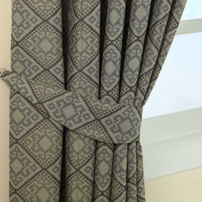 Homescapes Aztec Jacquard Curtain Tie Back Pair Grey