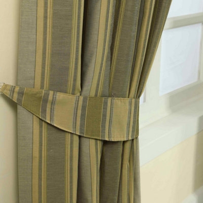 Homescapes Unisex Gold Modern Stripe Jacquard Curtain Tie Back Pair In - Image 6