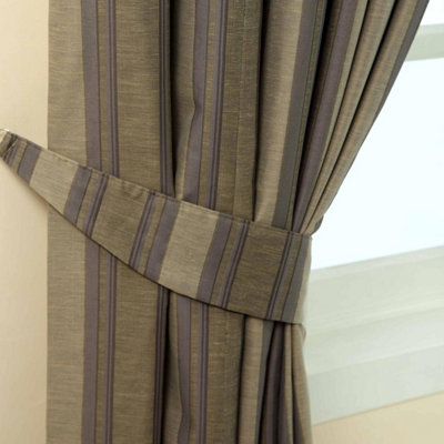 Homescapes Modern Stripe Jacquard Curtain Tie Back Pair in Grey - Image 6
