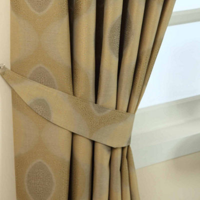 Homescapes (Gold) Modern Curve Jacquard Curtain Tie Back Pair - Image 5