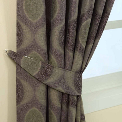 Homescapes Modern Curve Jacquard Curtain Tie Back Pair Purple