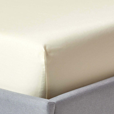 Homescapes Deep Fitted Sheet Egyptian Cotton 1000 Tc Single Cream