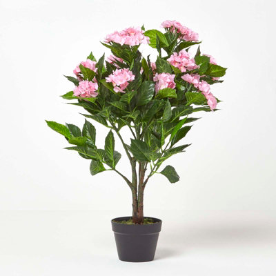Homescapes Artificial Handcrafted Hydrangea Plant With Pot, 85 Cm Pink