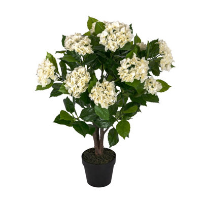 Homescapes Cream Artificial Handcrafted Hydrangea Plant With Pot, 85 Cm