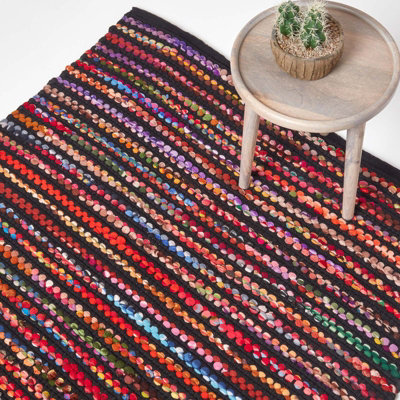 Homescapes Handwoven Multi Coloured Recycled Chindi Folk Rug Extra Large, 160 X 230 Cm