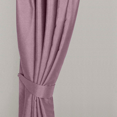 Homescapes Pastel Herringbone Chevron Curtains Tie Backs Pair Pink