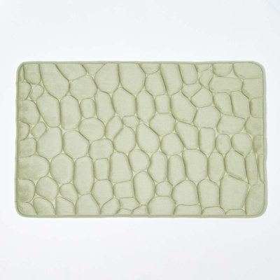 Homescapes Memory Foam Pebble Design Sage Green Bath Mat from B&Q