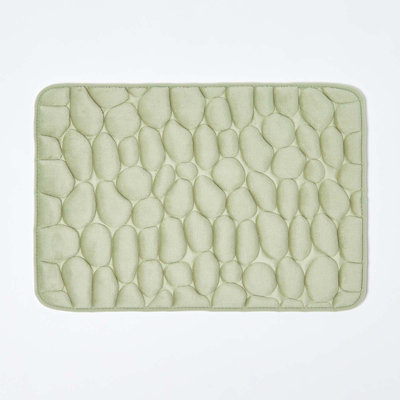 Homescapes Memory Foam Pebble Design Sage Green Shower Mat from B&Q