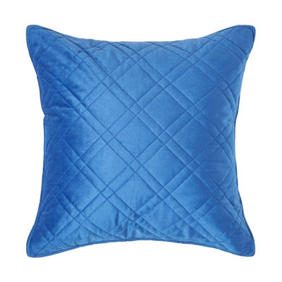 Homescapes Luxury Navy Blue Quilted Velvet Cushion Cover Geometric 'paragon Diamond' Pattern45 X 45 Cm from B&Q