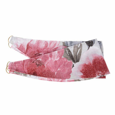 Homescapes Pink Sofia Floral Tie Back Pair In - Image 5