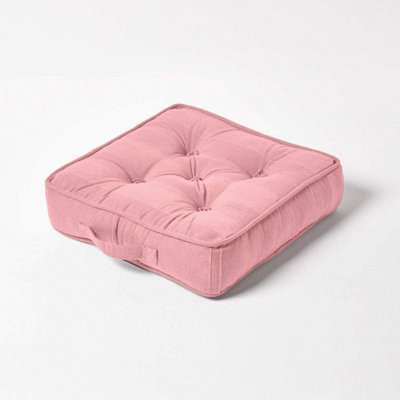 Homescapes Rajput Ribbed Cotton Floor Cushion Pink