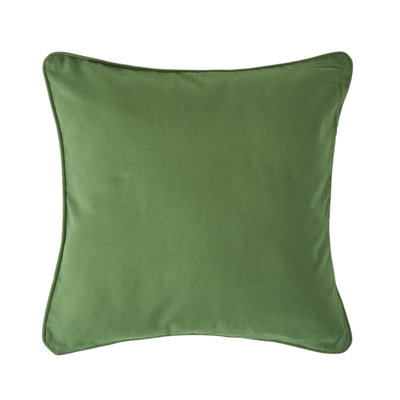 Homescapes Green Cotton Plain Olive Cushion Cover, 60 X 60 Cm