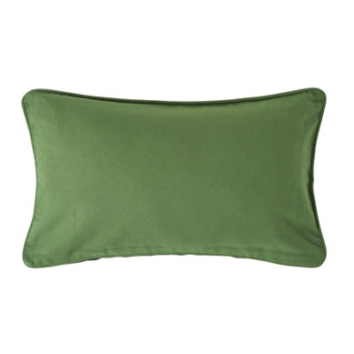 Homescapes Cotton Plain Olive Rectangular Cushion Cover, 30 X 50 Cm Green