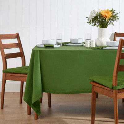 Homescapes Dark Olive Cotton Square Tablecloth 137 X 137 Cm