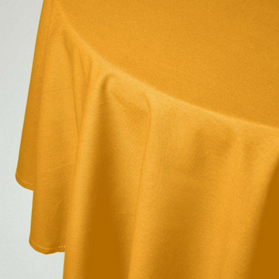 Homescapes Mustard Cotton Round Tablecloth 178 Cm Yellow