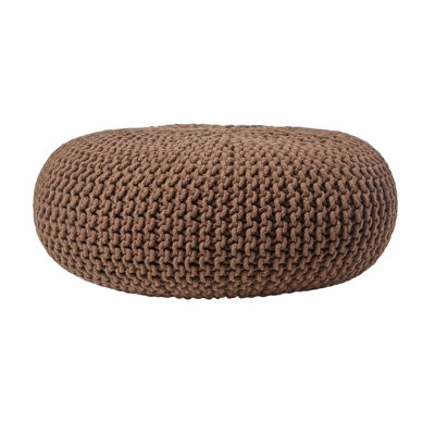 B&Q -  Chocolate Brown Large Round Cotton Knitted Pouffe Footstool