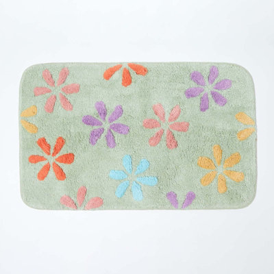 Homescapes Floral Multi Colour Cotton Bath Mat from B&Q