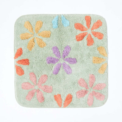 Homescapes Floral Multi Colour Cotton Shower Mat from B&Q