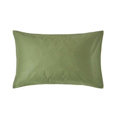 Homescapes Moss Organic Cotton Housewife Pillowcase 400 Tc, Standard Green